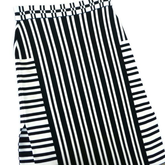 Designer Tanya Taylor Skirt Contrast Stripes ITaLY Stretch Black White L - Picture 9 of 13